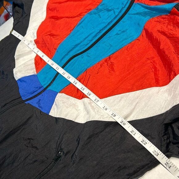 Vtg Sprint Windbreaker Jacket Sz M Black Red White Blue 80s 90s Track Colorblock - Picture 9 of 10